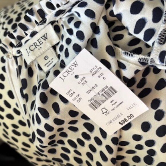 J Crew Ruffle Neck Leopard Peasant Dress NWT size 6 - Picture 5 of 6